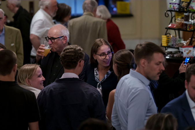 audience members in lobby