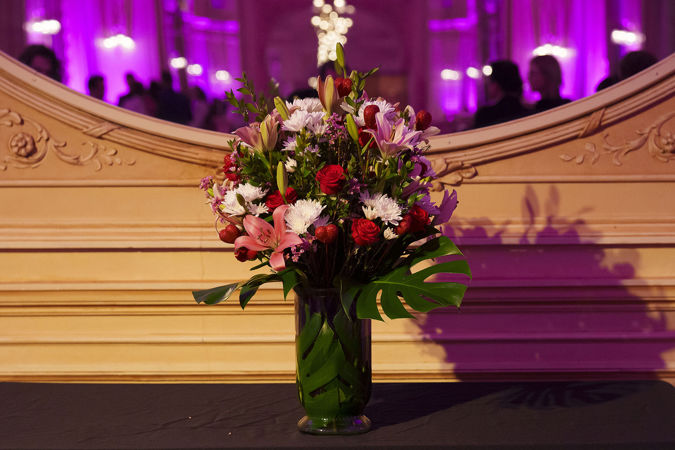a Valentine's Day bouquet on display