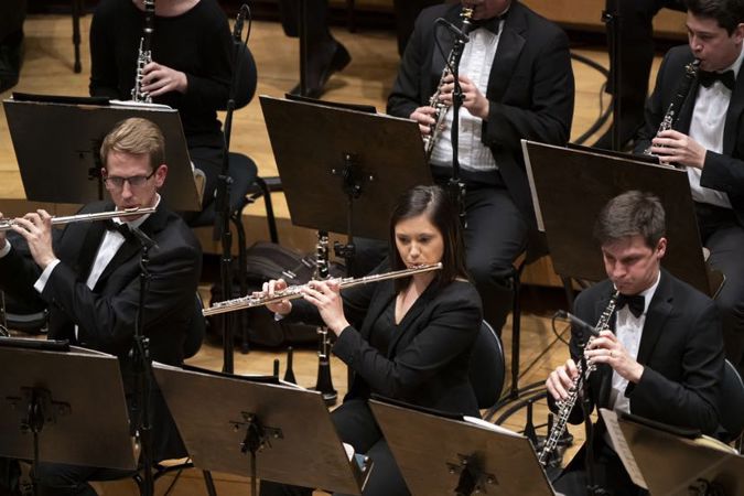 Alexandria Hoffman and Civic Orchestra woodwinds section