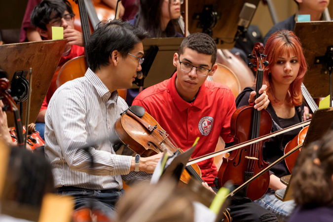 CSO viola Youming Chen and students