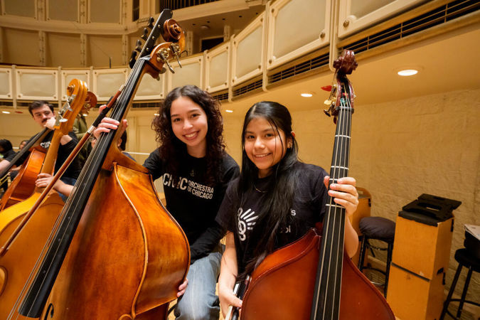 Civic bass Gisel Dominguez with student