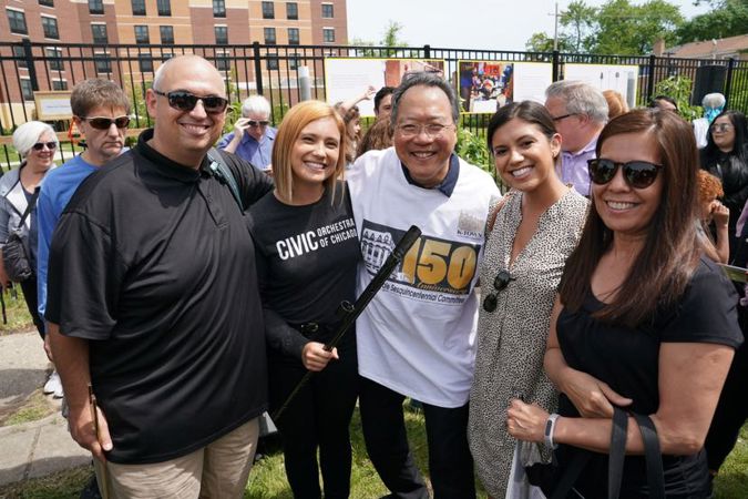 Alexandria Hoffman and family with Yo-Yo Ma