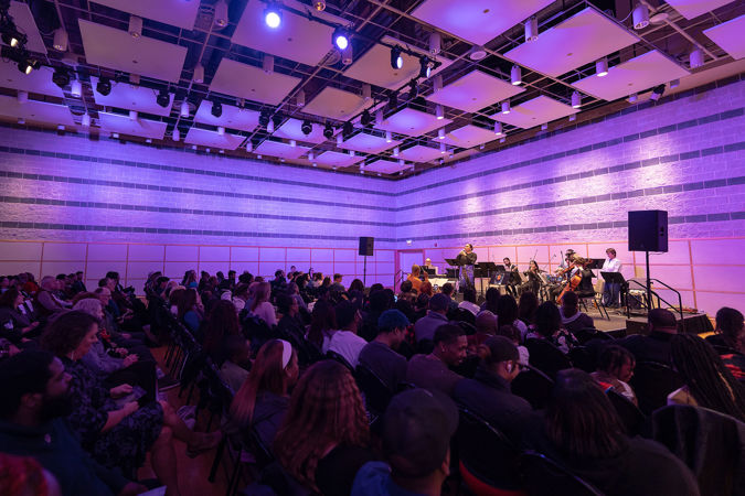 full audience and band