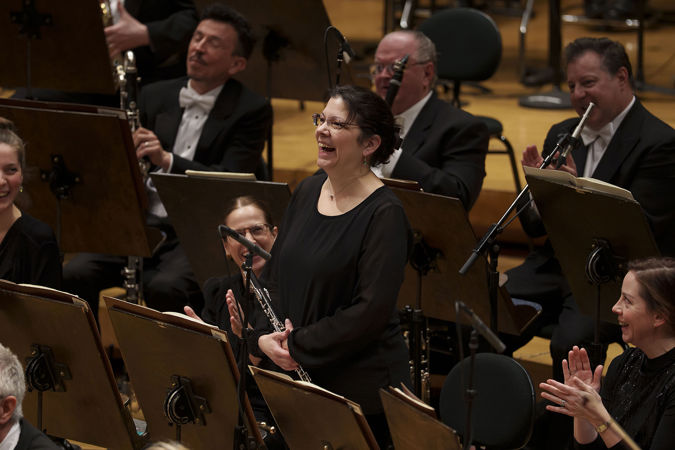 CSO Assistant Principal Oboe Lora Schaefer is all smiles during her solo bow