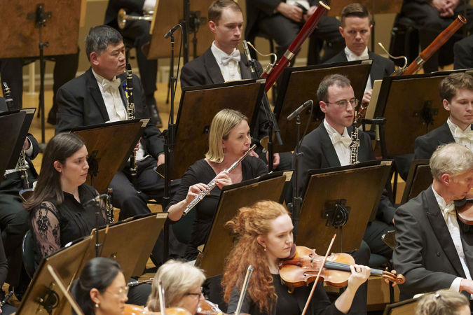members of the CSO woodwinds section performing