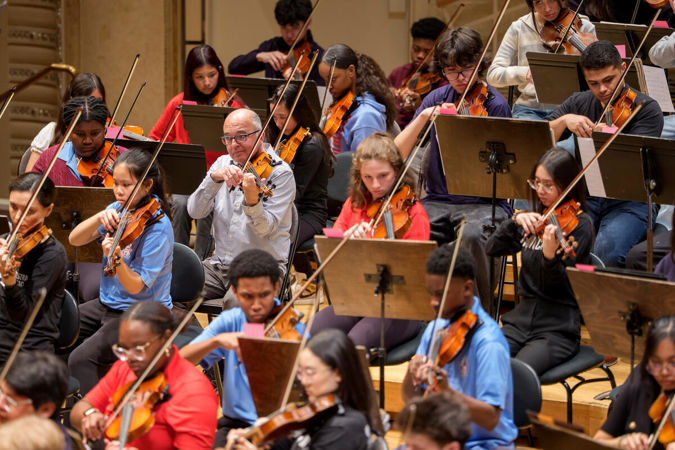 Baird Dodge (Principal Second Violin) and students