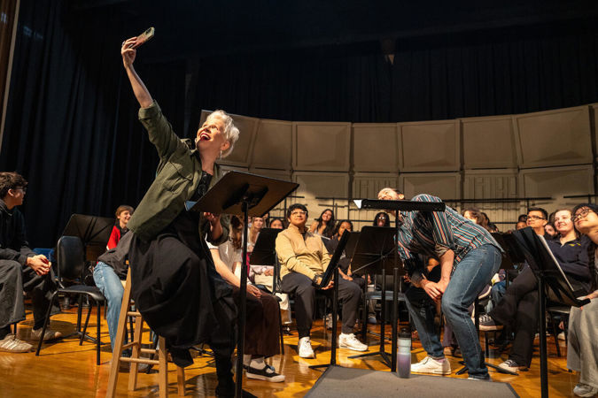 Joyce DiDonato with Lincoln Park High School students