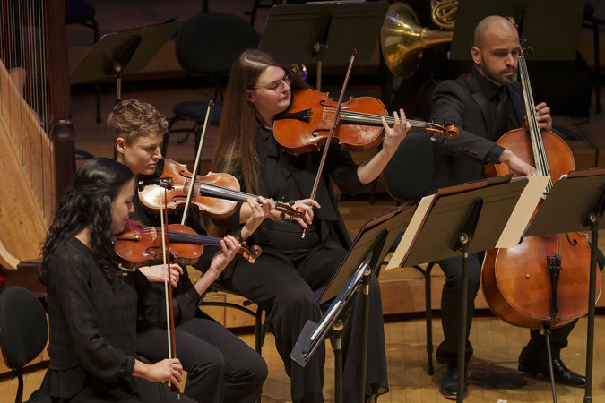 Group shot of Civic Orchestra of Chicago violin section