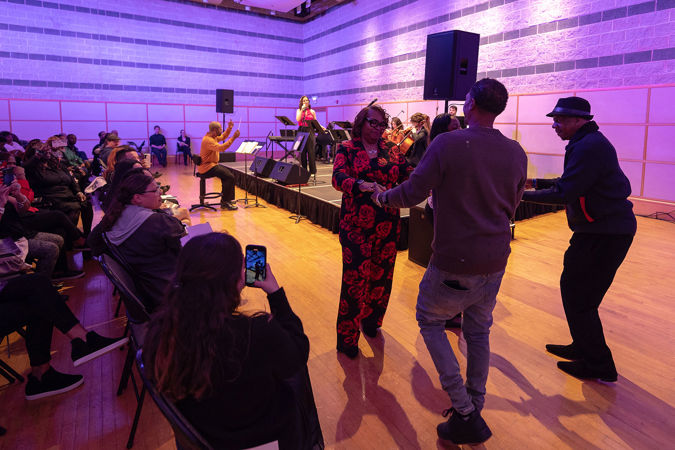 dancers and band on stage