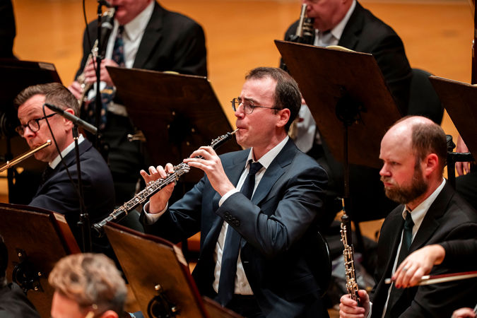 Principal oboist playing
