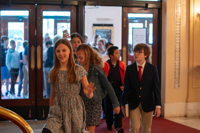 students arriving